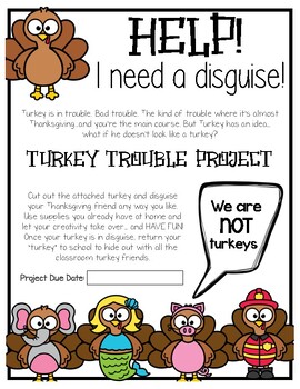 Preview of Turkey Trouble Turkey in Disguise Parent Letter and Activity
