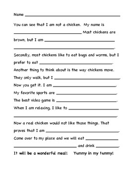 Turkey Trouble Writing Template for a CHICKEN by Luv2Learn USA | TPT