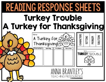 Preview of Turkey Trouble and A Turkey for Thanksgiving Reading Response Sheets