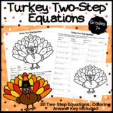 Turkey Two-Step Equations: Thanksgiving Coloring Activity