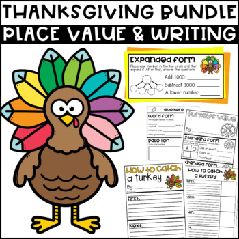 Preview of Turkey Writing & Place Value Craft Bundle