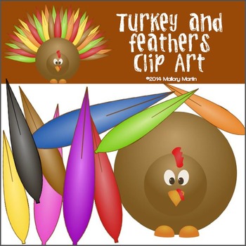 Preview of Turkey and Feathers Clip Art