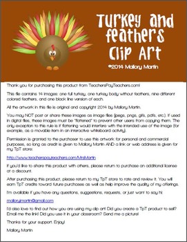 Turkey and Feathers Clip Art by MrsMartin