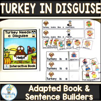 Preview of Turkey in Disguise Adapted Book and Sentence Builders
