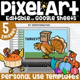 Turkey in Disguise Pixel Art Template Editable Digital Res