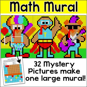 Preview of Turkey in Disguise Thanksgiving Math Mural Whole Class Mystery Pictures Activity
