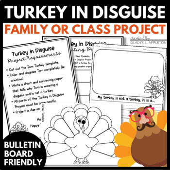 Preview of Disguise a Turkey in Disguise Writing Craft Project Thanksgiving Bulletin Board