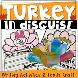 Turkey in Disguise Writing Prompts with Parent Letter (Tur