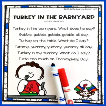 Preview of Turkey in the Barnyard - Thanksgiving Poem for Kids