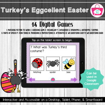 Preview of Turkey's Eggcellent Easter Digital Game | Distance Learning