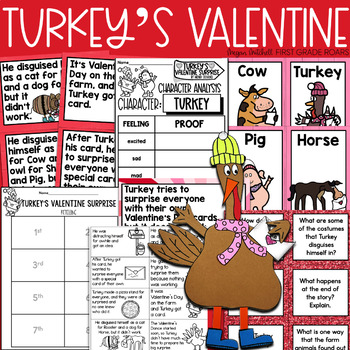 Preview of Turkey's Valentine Surprise Book Companion Reading Comprehension Activities