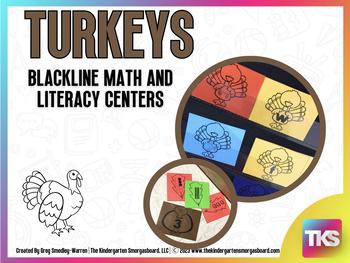 Preview of Turkeys: Blackline Thanksgiving Math and Literacy Centers