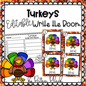 Preview of Thanksgiving Editable Write the Room