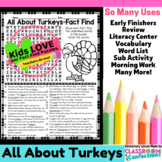 Turkeys: All About Turkeys Reading and Word Search Activity