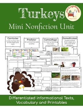 Preview of Turkeys Mini Nonfiction Unit - Informational Texts for Thanksgiving