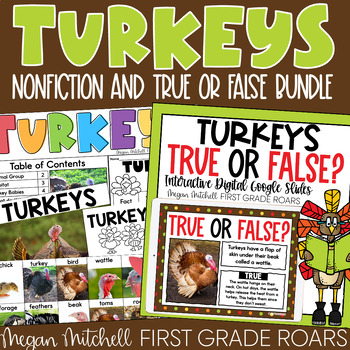 Preview of Turkeys Nonfiction Unit and True or False Google Slides Activity