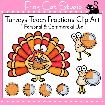 Preview of Thanksgiving Clip Art - Turkeys Teach Fractions