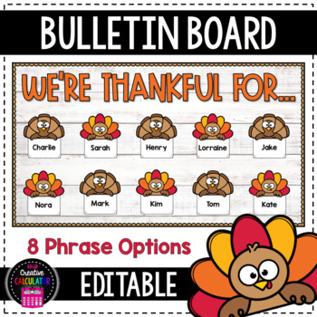 Preview of Turkeys Thanksgiving Fall Bulletin Board Craft - [EDITABLE]