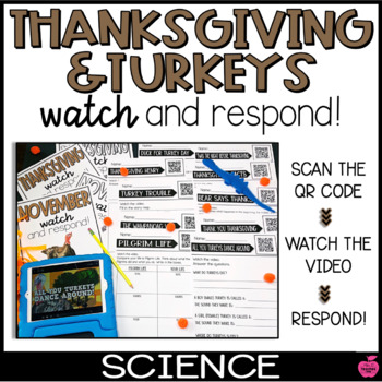 Preview of Turkeys & Thanksgiving QR Watch and Respond | November