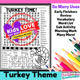 Turkeys Word Search Activity : Early Finishers : Morning W