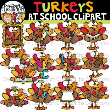 Preview of Turkeys at School Clipart {Turkey Clipart}
