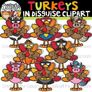 Preview of Turkeys in Disguise Clipart {Turkey Clipart}