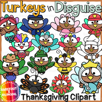 Preview of Turkeys in Disguise Clipart - Turkey Clipart