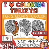 Turkeys to Color! Great for Thanksgiving or Anytime in Aut
