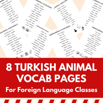 Preview of Turkish Animals Vocab List Pages | Turkish Language Resource