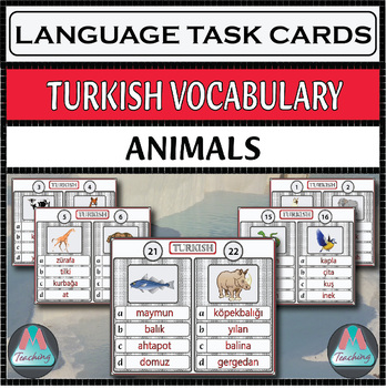 Preview of Turkish Assessment Task Cards - Animals