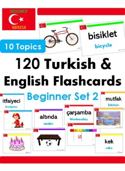 Preview of Turkish / English Picture Flashcards - 10 Topics (SET 2)