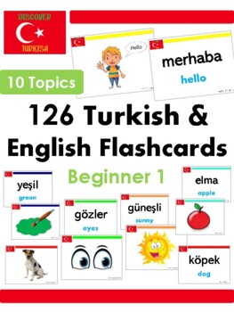 Preview of Turkish / English Beginner Vocabulary Flash Cards (SET 1)