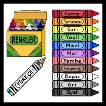 Preview of Crayons in Turkish / Colors in Turkish (180 IMAGES)