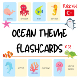 Turkish *Ocean theme* Flashcards for Kids - 32 Turkish Voc
