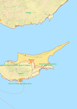 Preview of Turkish Republic of Northern Cyprus map with cities township counties rivers roa