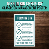 Turn In Bin Checklist | Classroom Management Poster | Prin