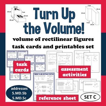 Preview of Turn Up the Volume - volume of irregular prisms task cards + printables (set c)