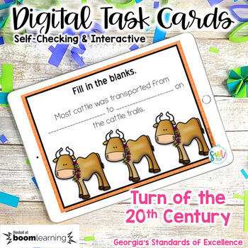 Preview of Turn of the Century DIGITAL Task Cards | DISTANCE LEARNING (SS5H1a,b,c,d) GSE