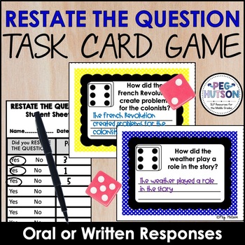 Preview of Restating the Question Teach and Practice Task Card Game Lesson