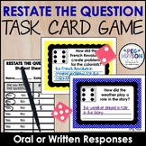 Restating the Question Teach and Practice Task Card Game Lesson
