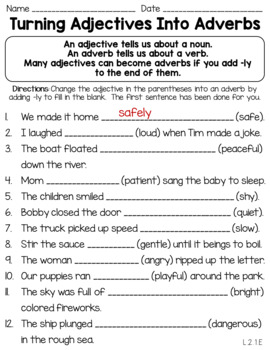 turning adjectives into adverbs worksheet by learnersoftheworld tpt