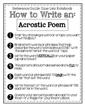 Turning Poetry Into Poet-try: Lesson #1- Acrostic Poems By 1nerdyteacher