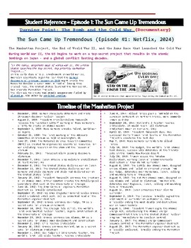 Preview of Turning Point: The Bomb and the Cold War Episode 1 worksheet Resource BUNDLE