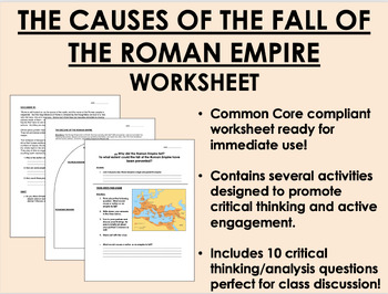 Preview of The Causes of the Fall of the Roman Empire worksheet