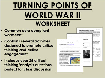 Preview of Turning Points of World War II worksheet - Global/US/World History