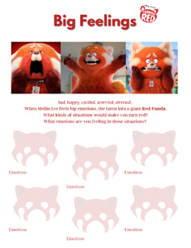 Preview of Turning Red Big Feelings Therapy Worksheet