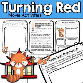 Preview of Turning Red Movie Activities - SEL Writing Research Art