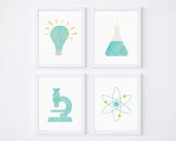 Turquoise Science Watercolor Printable Posters