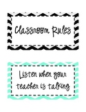Turquoise and Black Chevron Rules {Editable}