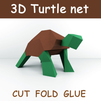 Preview of Turtle 3d papercraft, spring fun activities, turtle puzzle, STEM challenge